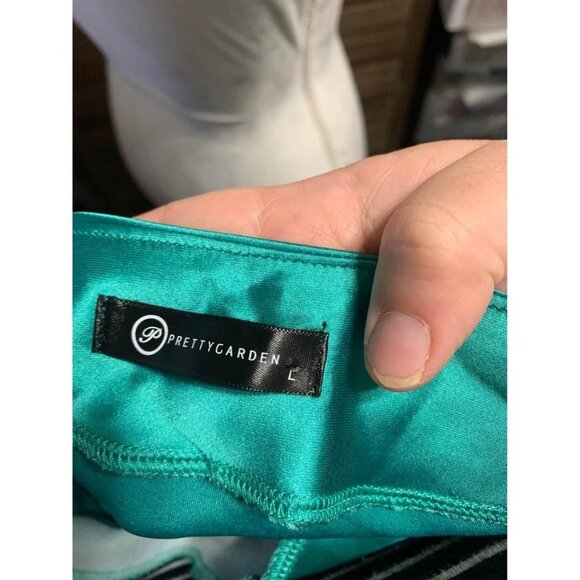 PRETTYGARDEN Formal Teal Dress Single Shoulder Party Boho Y2K Size Large - Picture 8 of 8